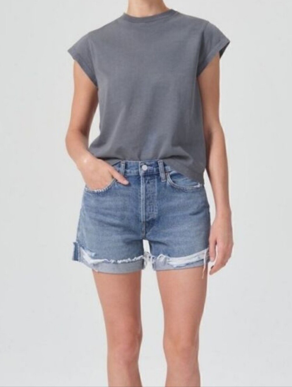 Agolde Parker High Rise Long Shorts With Cuff In Heatwave Size 24 NWT